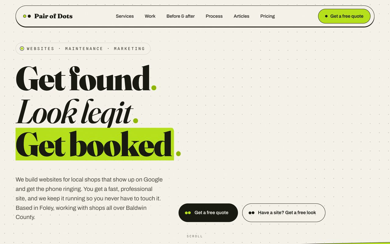 Pair of Dots website homepage